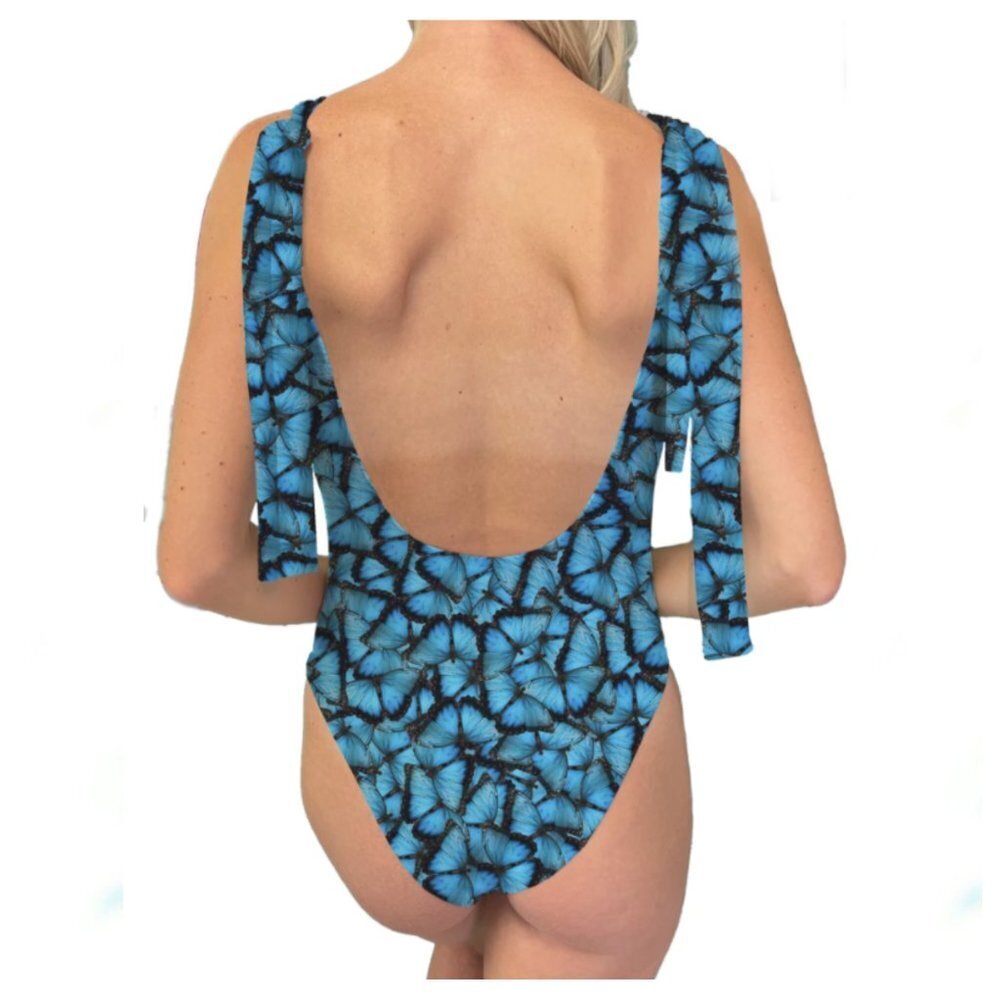 Brittany Allen One Piece Blue Butterfly Swimsuit Resortwear NEW NWT - Picture 2 of 10